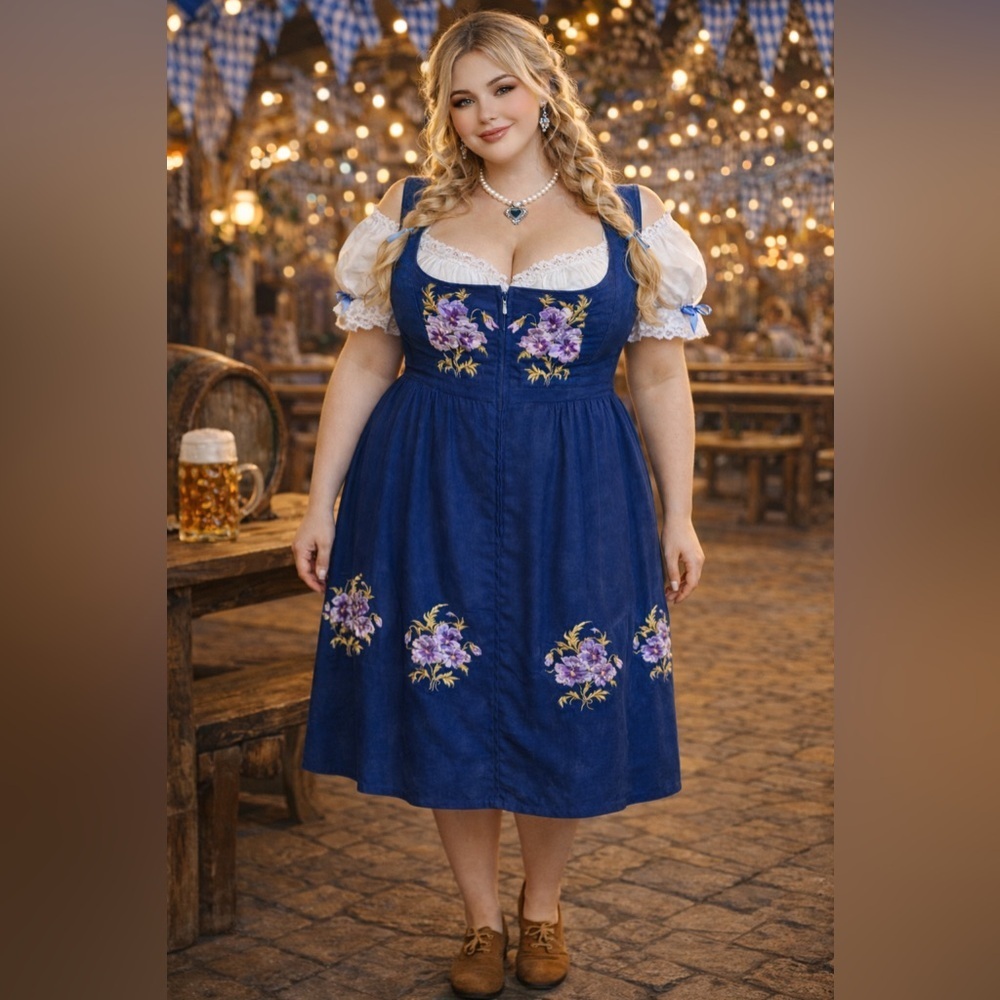 Vintage Frachten Modell Embroidered Dirndl German Oktoberfest Dress
